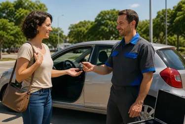 Profissional chaveiro abrindo um carro com ferramentas específicas.
